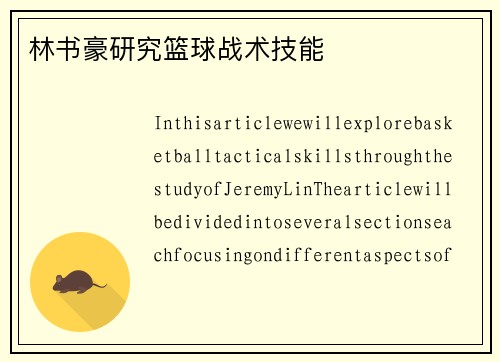 林书豪研究篮球战术技能